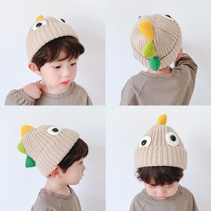 Hat children winter cute wool hat cartoon dinosaur pullover hat tide autumn and winter Korean boy baby knitted hat