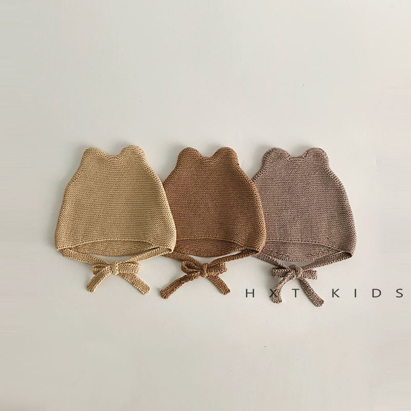 Baby hat autumn and winter in Korea Super Meng 0 - 6 months baby thickened and knitted ear hat