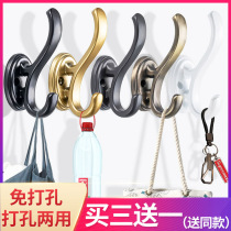 Black European single hook Wall clothes hook wardrobe coat hook door rear wall clothes hook single adhesive hook