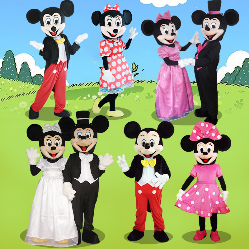 Mickey Mouse adults wear doll costumes Cartoon Mickey Minnie walking doll headgear props show net red clothing