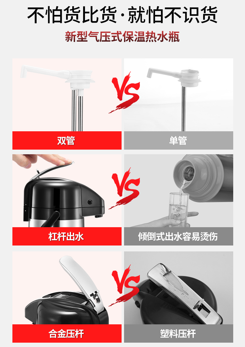纯奥 家用气压式热水瓶 按压出水可当饮水机 1.9L 图3