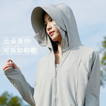 Universal original yarn ice-sensing clothing for women and couples clothing for men with removable large brim anti-UV UPF50