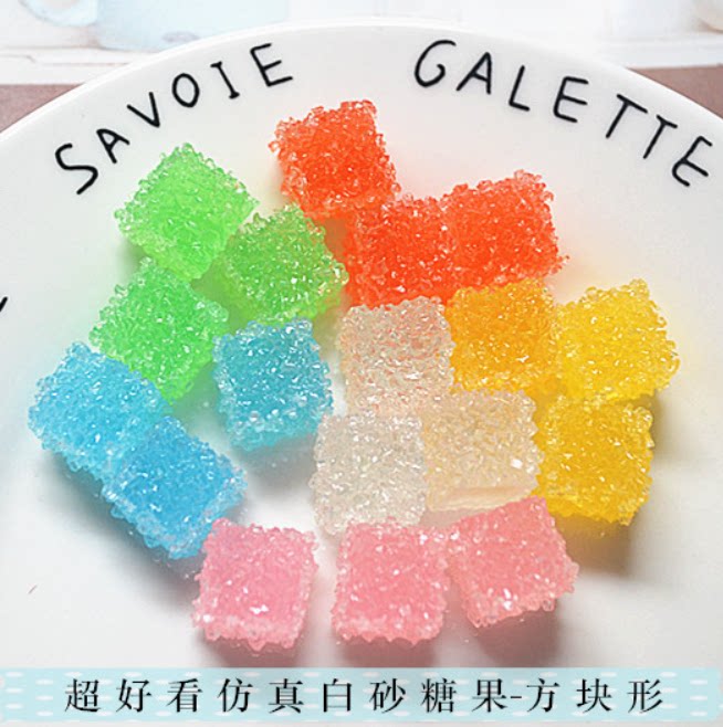 Super nice and cute mini square sugar candy simulation food play diy cream glue mobile phone protective shell beauty material