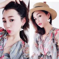 Earrings Korean temperament long pendant female personality wild asymmetrical flower drop earrings Super fairy quality earrings stud earrings