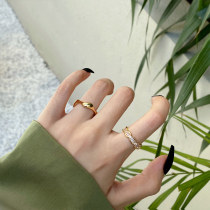 Golden chain ring female niche design light extravagant advanced pure silver 2021 new adjustable vegan ring forefinger ring