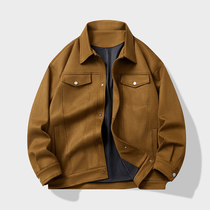 2025 Autumn and Winter New Retro Suede Jacket Men's Trendy Brand Baseball Jacket Autumn and Winter New Men's Jacket