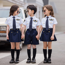 Captain uniform childrens role-playing costume police uniform air force stewardess boy girl pilot child police uniform