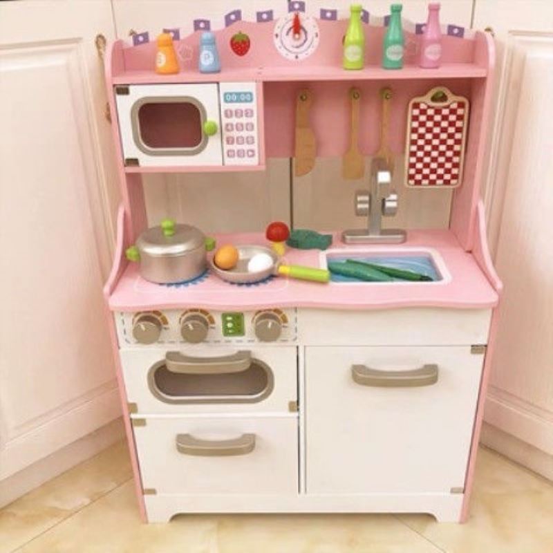 Child Gas Furnace Wood Toy Girl Boy Cook Cook Rice Emulation Baby Costume House Wine Cookware Kit Group