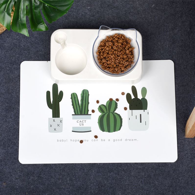 Pet Dining Mat Dog Anti-Slip Cat With Bowl Mat Mat Waterproof Silicone Rubber Large Number Dog Kitty Eat Mat Supplies