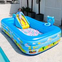 Thickened inflatable pool Childrens swimming pool Household childrens swimming pool Baby super large swimming bucket slide slide pool