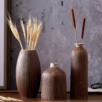 Zen flower parlour wood decorated ceramic pottery pottery fixture ceramic vintage ceramic wood vase interpolation