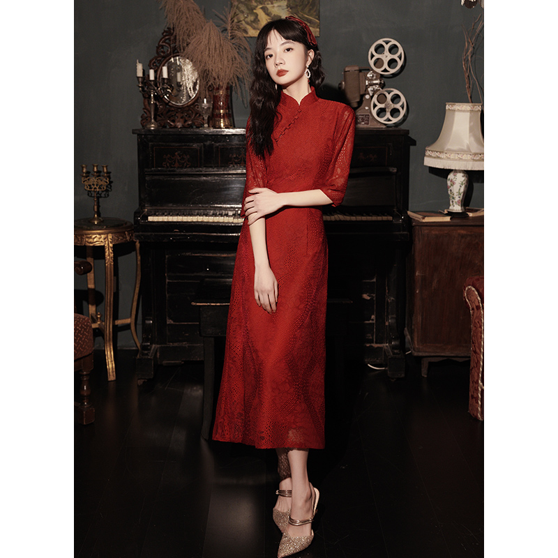 Toast Dresse Bride Engagement Dress Chinese-style Dress Back-door Red Small Sense