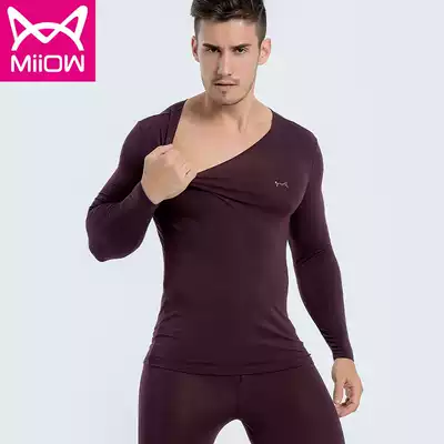 Cat man fever underwear autumn clothes men's single hot clothes long sleeve shirt thin tight bottoming cotton sweater winter