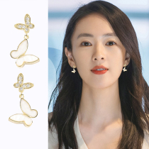 Thirty Gu Jia Tongyao same earrings Korean temperament Net red silver earrings 2021 New Tide earrings