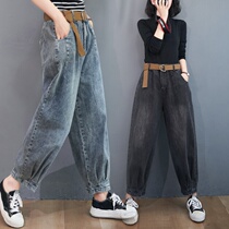 2021 Fall New Nostalgic Retro Denim Jeans Big Code Womens Slim Fit Slim Straight Drum Long Pants Loose Kharen Pants
