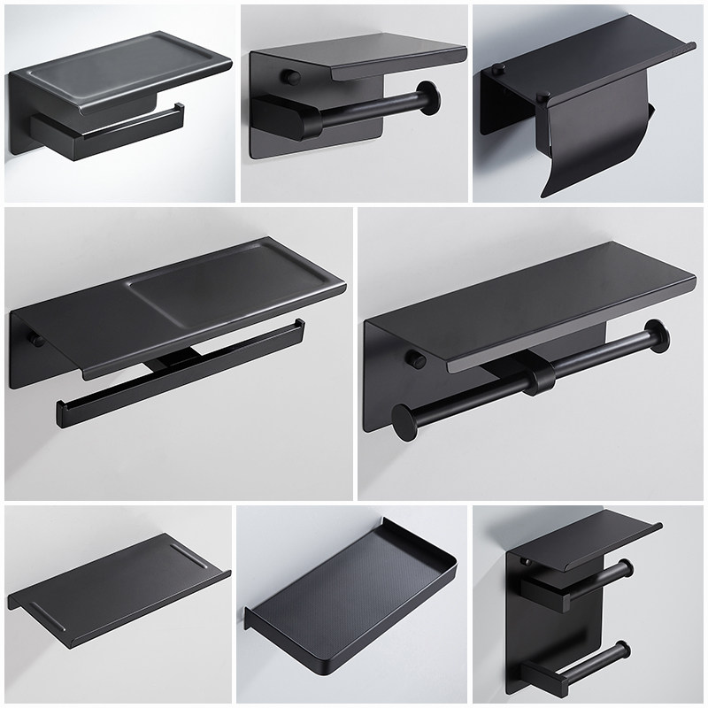 Stainless steel toilet paper towel rack toilet free of punch toilet paper shelve black wall-mounted toilet toilet paper holder 
