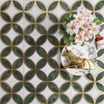 Gold glaze copper coin marble tiles retro dark green bathroom balcony tiles kitchen background wall tiles 30