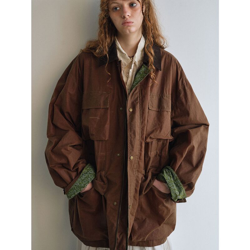Hello September [Timekeeping] Non-Washable, Dry Cleanable, Ironable Vintage Oil-Waxed Barn Coat V9610