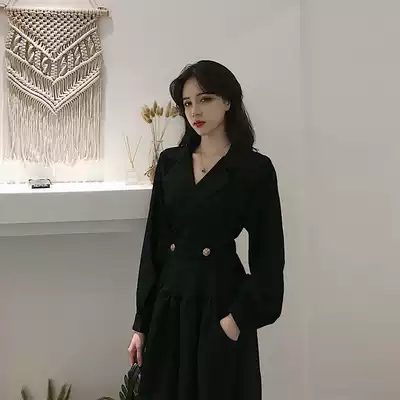 Autumn dress 2021 New fairies thin chic advanced design casual early autumn long sleeve dress