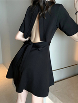 Summer 2022 new style advanced senses cool wind gentle design sensation small crowdsourced empty open-heart machine Little black dress woman