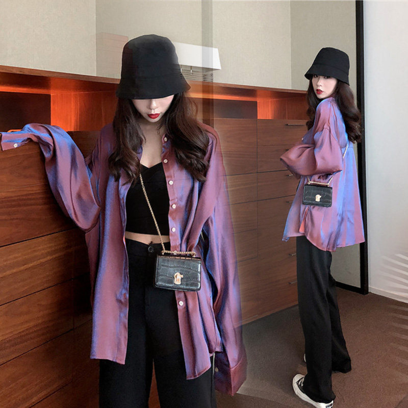Senior Purple Man Fish Ji Polarized Shirt Woman Design Sense High Street Style Sunscreen Blouse Tide Spring Dress 2022 New
