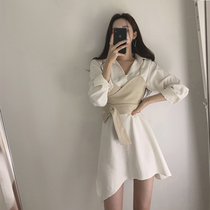Autumn 2021 new female fairy thin chic high-end design casual early autumn long-sleeved dress