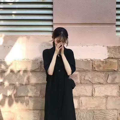 Black polo dress hourglass pear figure to wear 2021 summer new chic advanced sense thin fairy