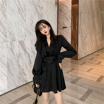  Autumn 2021 new female fairy thin chic high-end design casual early autumn long-sleeved dress