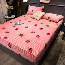 Cartoon Coral Suede Bed Hat single flange Flannel Winter Bed Cover Thicken Full Bunk Bed Single Child Bed Cover Three Sets