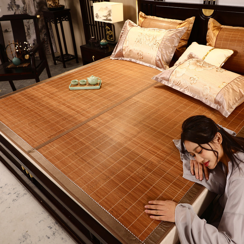 Bamboo Mat Cool Mat 1 8 Bed Fold 1 5 Grass Mat Students Single Dorm Room Double Sided Flip-flops Mat for winter and summer