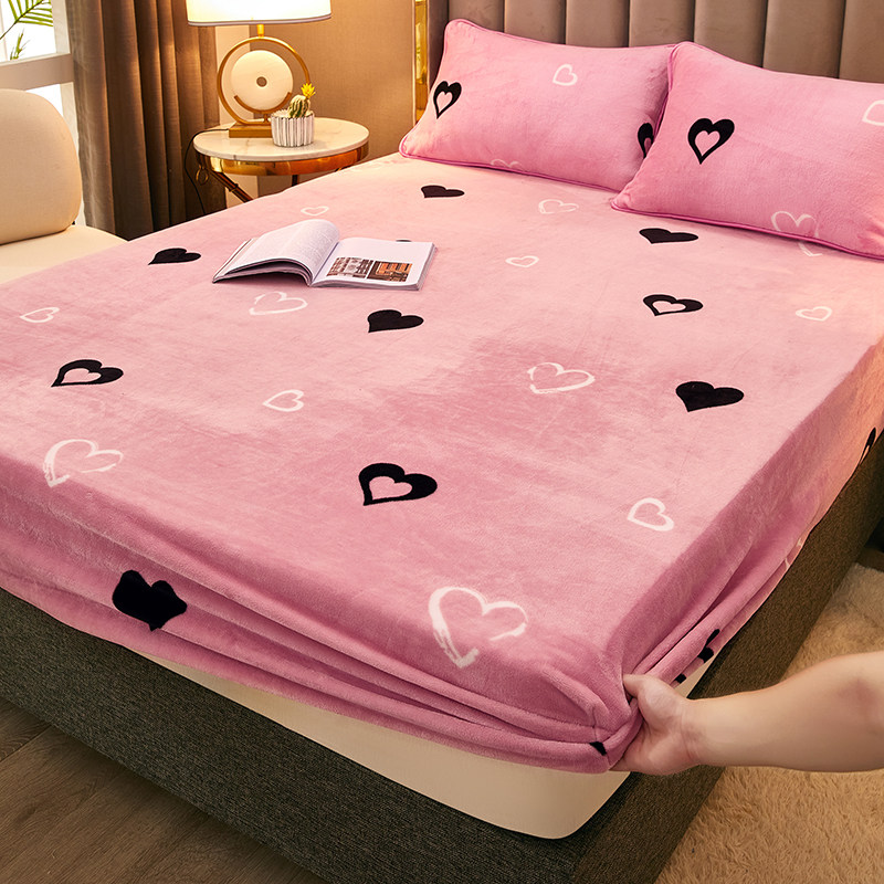 Coral Suede Bunk Bed THICKENED MILK FLANNEL SUEDE MATTRESS PROTECTIVE SLEEVES MAT DREAMS NON-SLIP FIXED BED COVER BED COVER