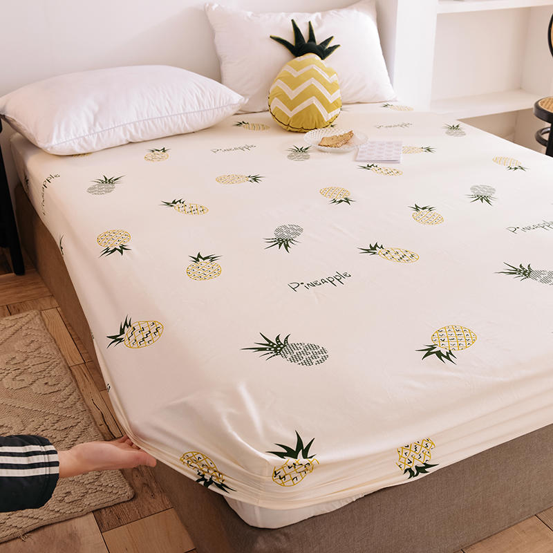 Pure Cotton Bed Bag Single Piece Non-slip Fixed Thin Mattress Protective Sleeve Full Cotton Single Cartoon Bed Hood bed cover Three sets of women