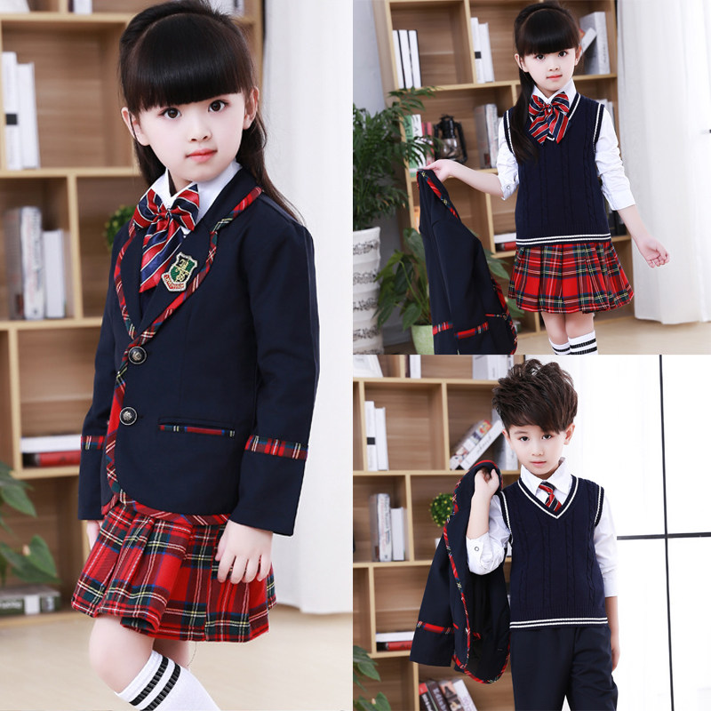 British College style suit suit Kindergarten garden suit Spring and autumn and winter clothes Primary school uniform class suit May4 three-piece set