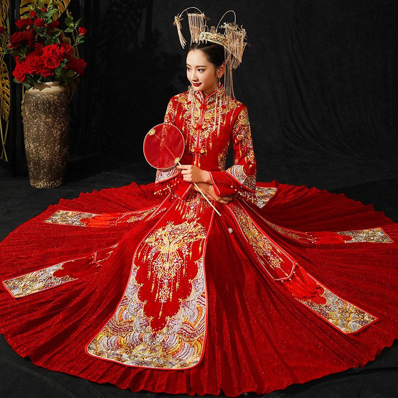 Xiuhe clothing 2021 New Chinese wedding dress women toast bridal show kimono wedding dress wedding dress