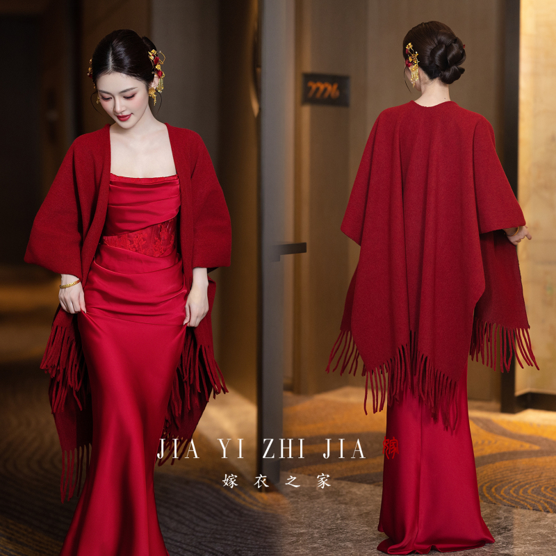 Wedding Dress House【Honey Words】New Chinese-Style Red Dress Shawl Set Bride Wedding Toast Dress Engagement Dress Wedding Dress House【Honey Words】New Chinese-Style Red Dress Shawl Set Bride Wedding Toast Dress Engagement Dress