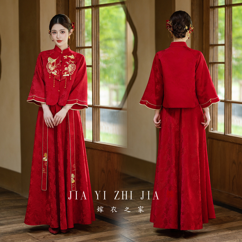 Wedding Dress House【Jingxiong】New Chinese-Style Engagement Dress 2026 New Bride Red Toast Dress Wedding Dress Wedding Dress House【Jingxiong】New Chinese-Style Engagement Dress 2026 New Bride Red Toast Dress Wedding Dress
