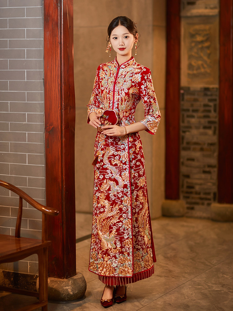 green emerald velvet dress Leola Embroidered Smock Coat main image 0