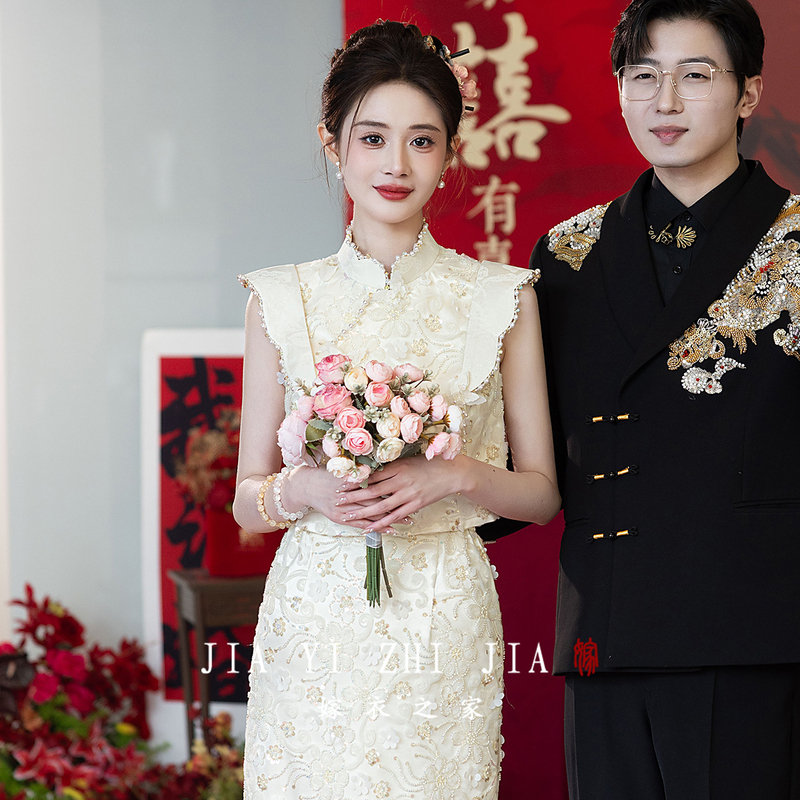 Engagement Cheongsam 2026 New Style Bridal Wedding Dress New Chinese Style Petite Toast Dress High-End Formal Dress