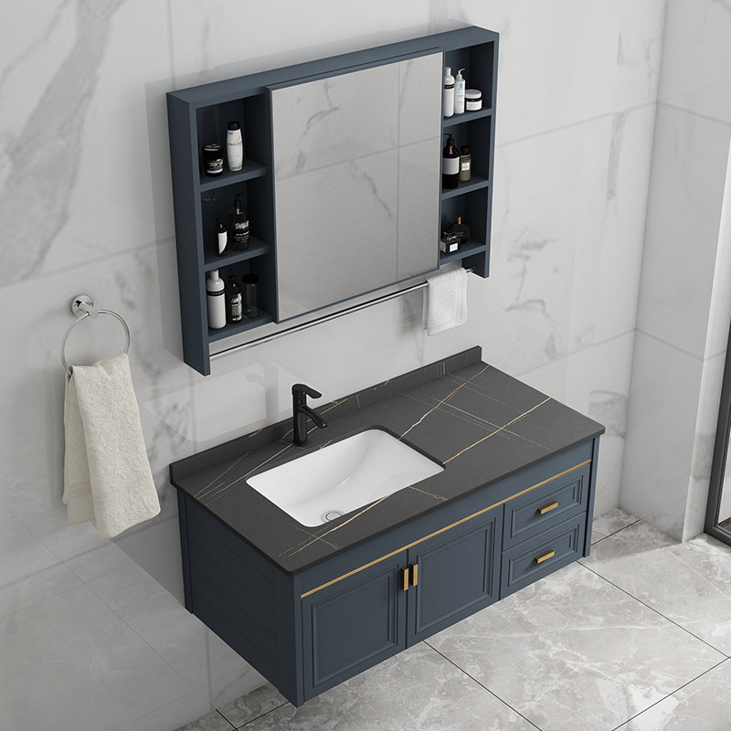 Rock Plate Light Lavish Space Aluminum Bath Cabinet Combination Washbasin Modern Minima Dressing Room Wash-basin integrated washbasin