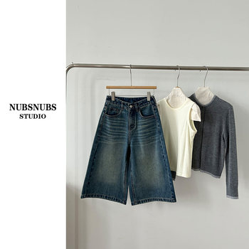 3.19 dalin's self-made non-elastic, see size chart, retro cropped trousers, washed and distressed, nostalgic blue