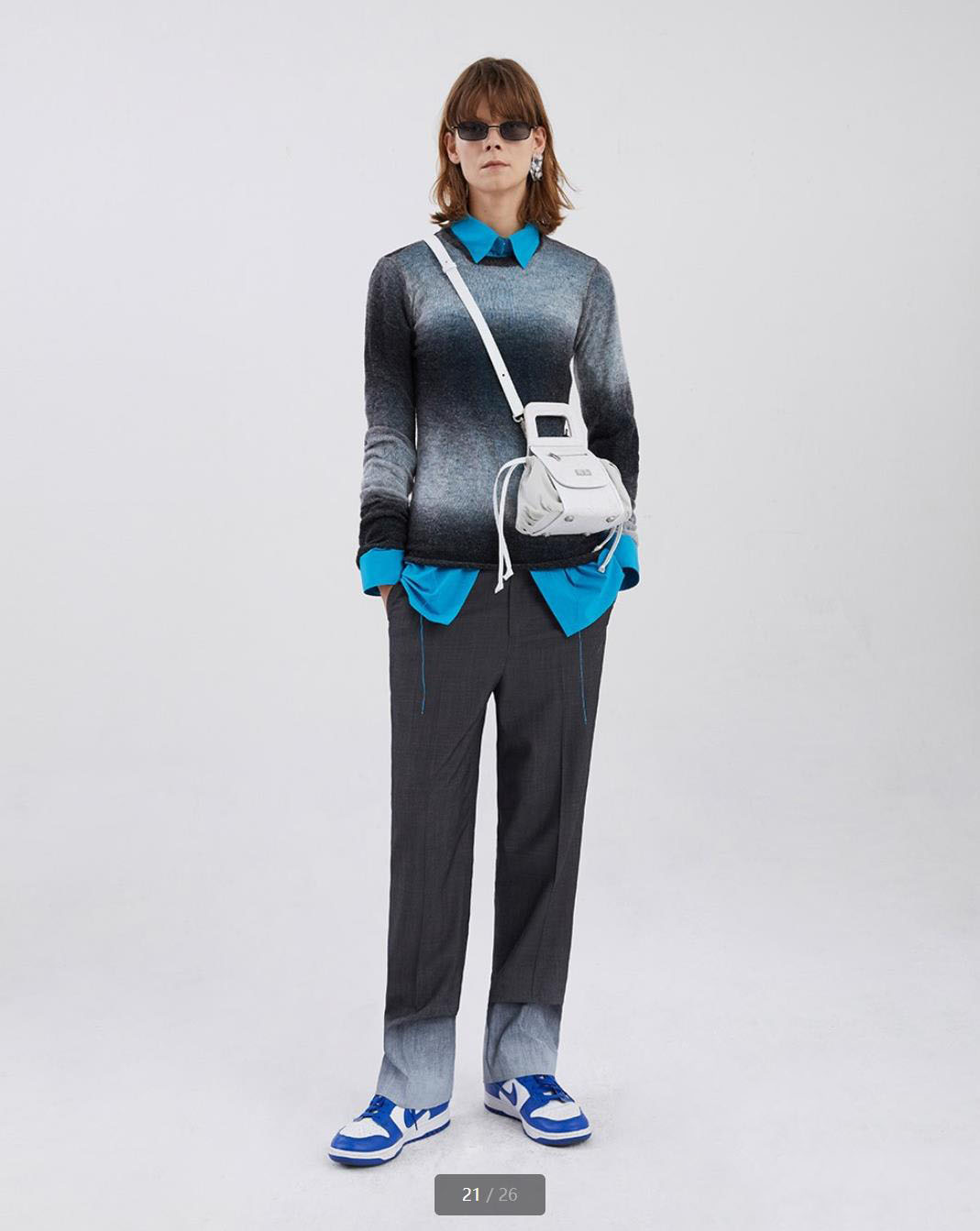 XXTHEMCAPS Korean red card AD* ER superrammed ~ trendy gradual layer spray boutique high waist straight cylinder pants 2 colors