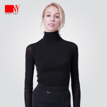 NY na art new training clothes female modern Latin dance clothing casual net gauze high collar T-shirt practice dance uniform