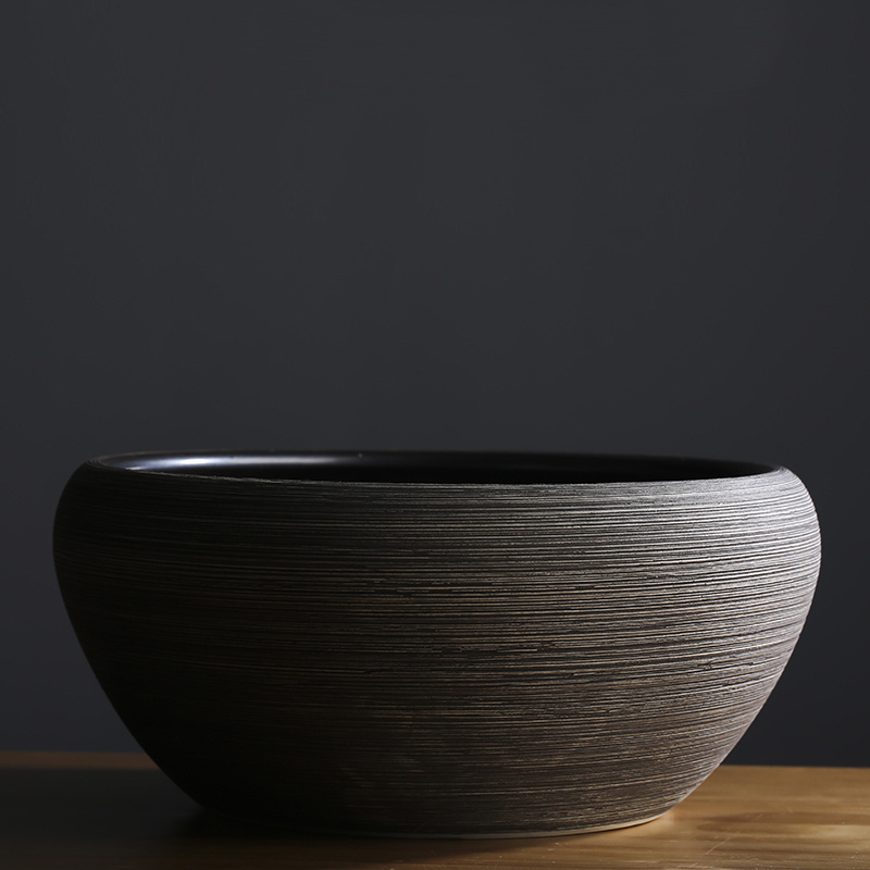 Flower plate ceramic extra large flowerpot bonsai basin super large household living room floor simple indoor water lily without hole