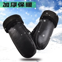 Winter four-finger one-piece gloves cotton hand stuffy braised thickened winter warm and cold-proof even finger men and women one-piece ski riding