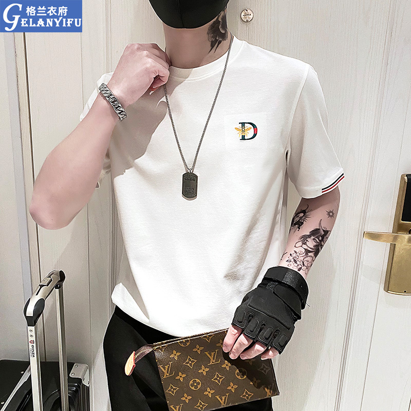 Summer in tide tag short sleeve white T - shirt current leisure half sleeve 2022 summer half - sleeve sweater