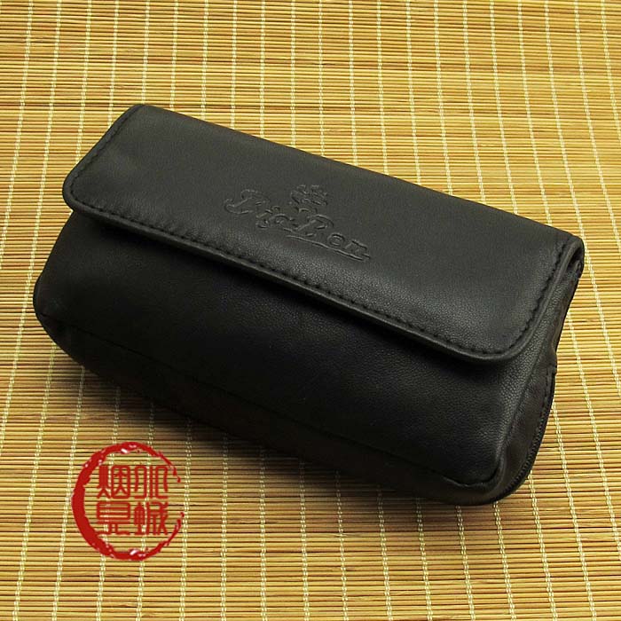 Large class big-ben A grade pure goat leather tobacco bucket bag carry cigarettes genuine leather black 2 bucket bag