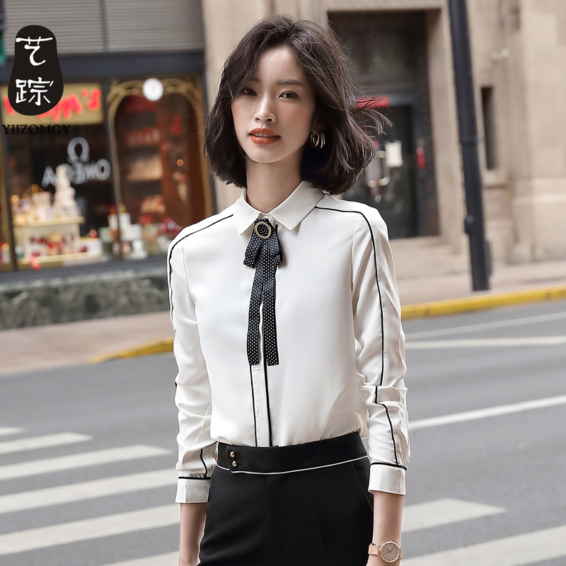 White Shirt Woman Long Sleeve 2022 Autumn Dress New Korean Version Fashion Ol Professional Lining Butterfly Knot Design Sensation 