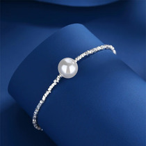 S925 Silver Broken Silver Pearl Bracelet Niche Design Temperament Light Luxury Fashion Accessories Womens Gift for Herself and Best Friend