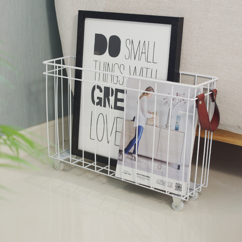 Envy and leisurely Nordic Clip Storage Basket Floor Finishing Storage Basket Iron Magazine Basket Snack Storage Basket Hand Pull Basket