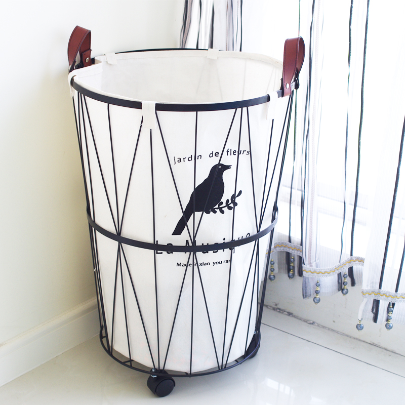 Envy Yins Nordic Dirty Laundry Containing Basket Iron Art Dirty Laundry Basket Waterproofing Household Containing Bucket Laundry Basket Bathroom